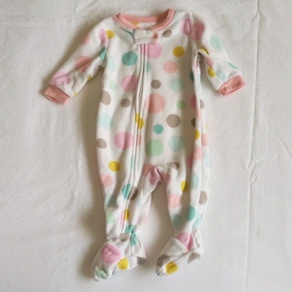carter's pastel dot fleece zipper footie sleeper pajamas 3 months baby girl - Picture 1 of 5